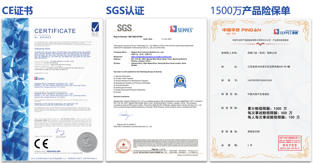 CE、SGS认证和产品保险